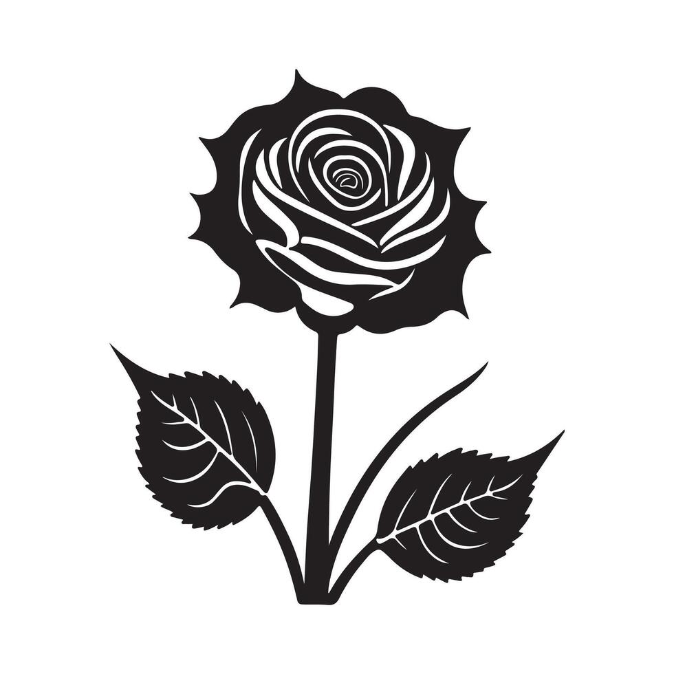 Flowers black and white flat design line art. White background. vector