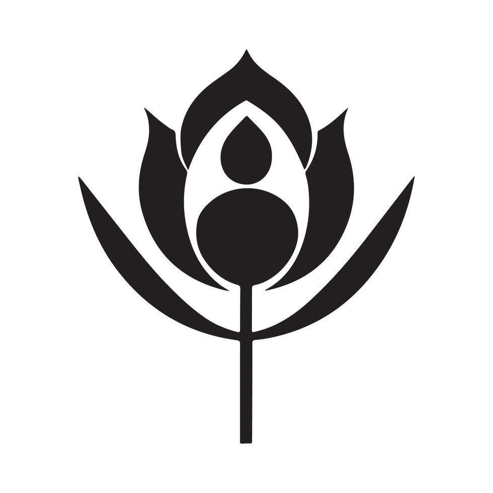 Flowers black and white flat design line art. White background. vector
