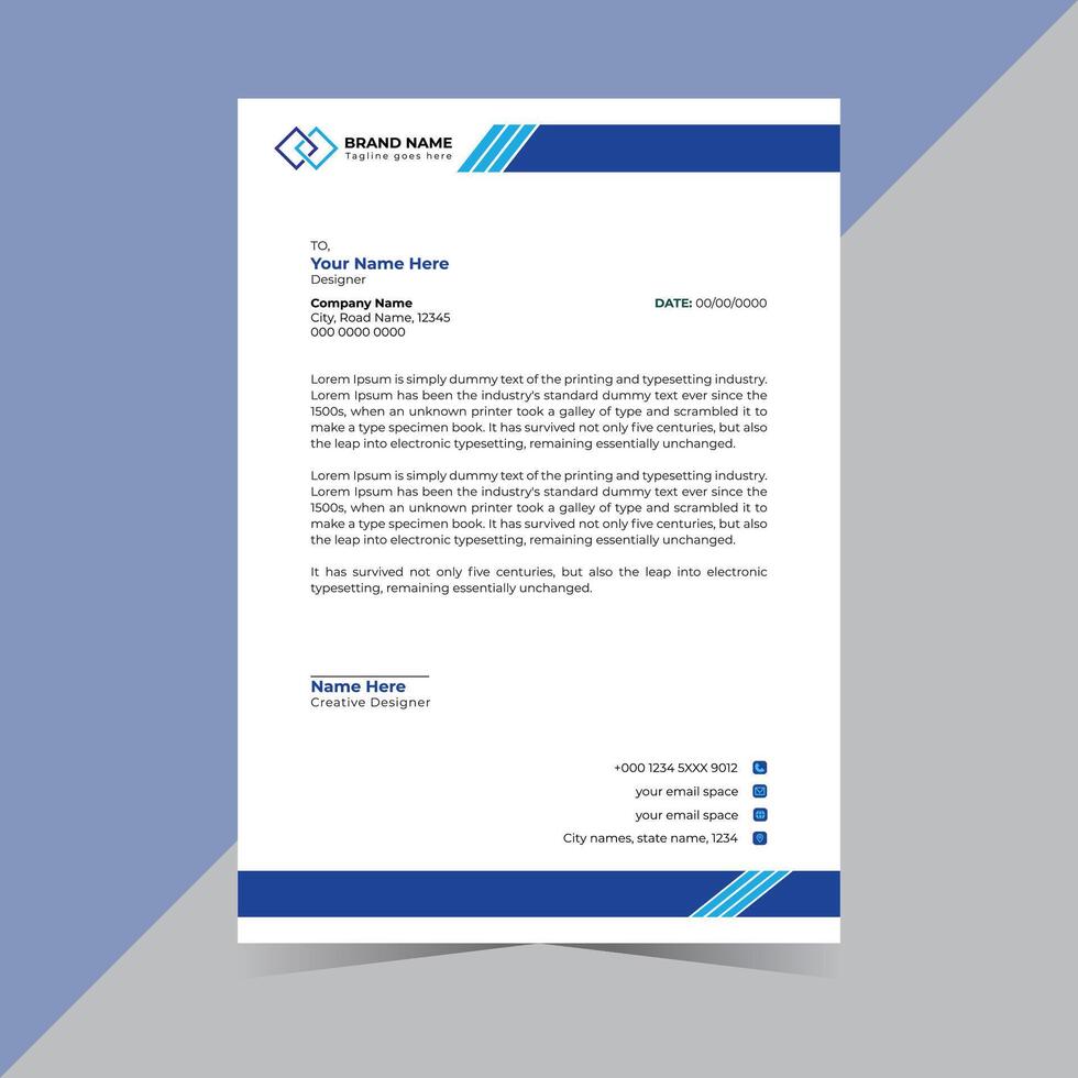 Modern Minimalist Clean Corporate Business Letterhead Design Template. vector