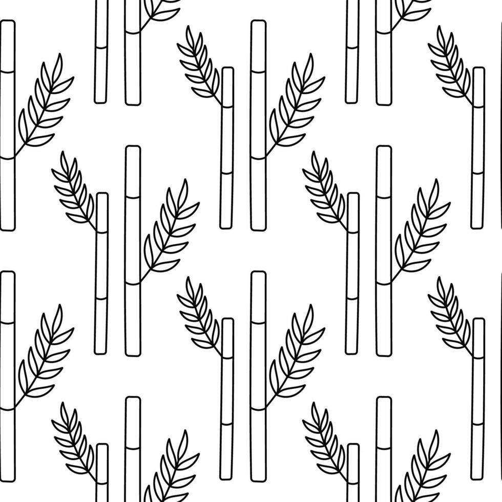 Bamboo trunk with leaves pattern evergreen plant vector