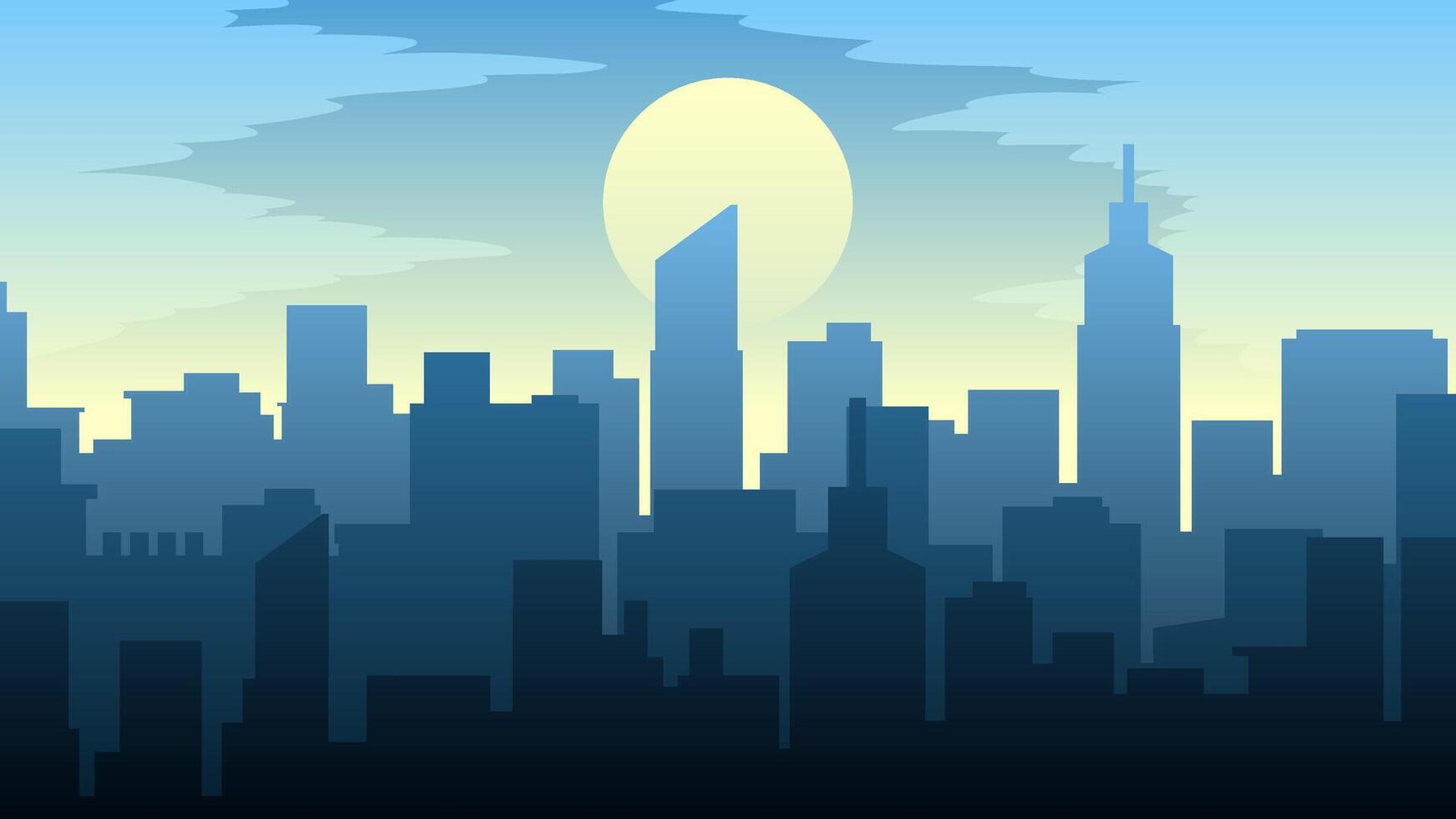 Cityscape illustration of skyline building with clear sky vector