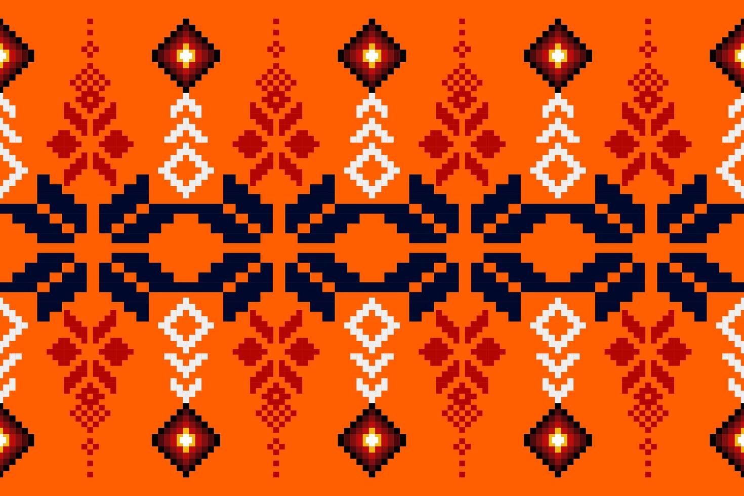 Pixel pattern ethnic oriental traditional fabric pattern textile African Indonesian vector