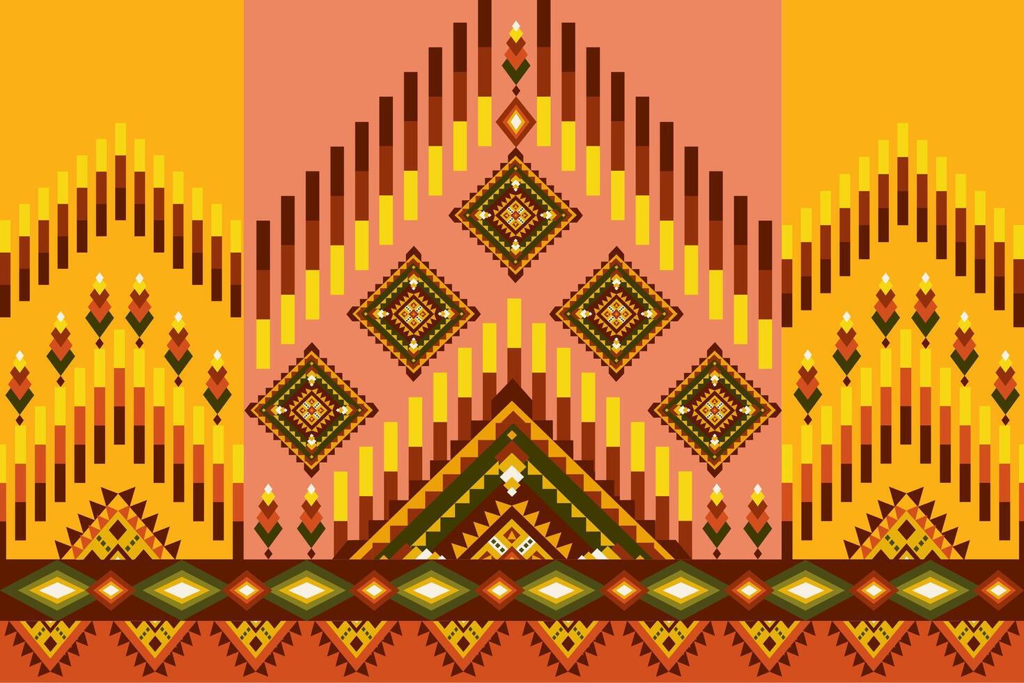 Pixel pattern ethnic oriental traditional fabric pattern textile African Indonesian vector