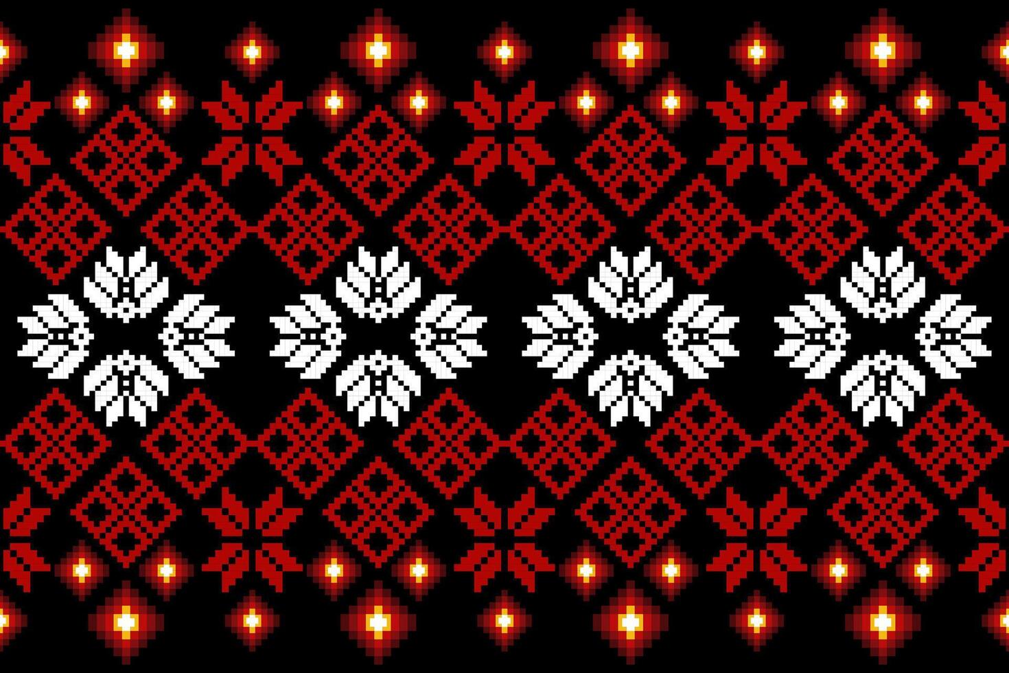 Pixel pattern ethnic oriental traditional fabric pattern textile African Indonesian vector