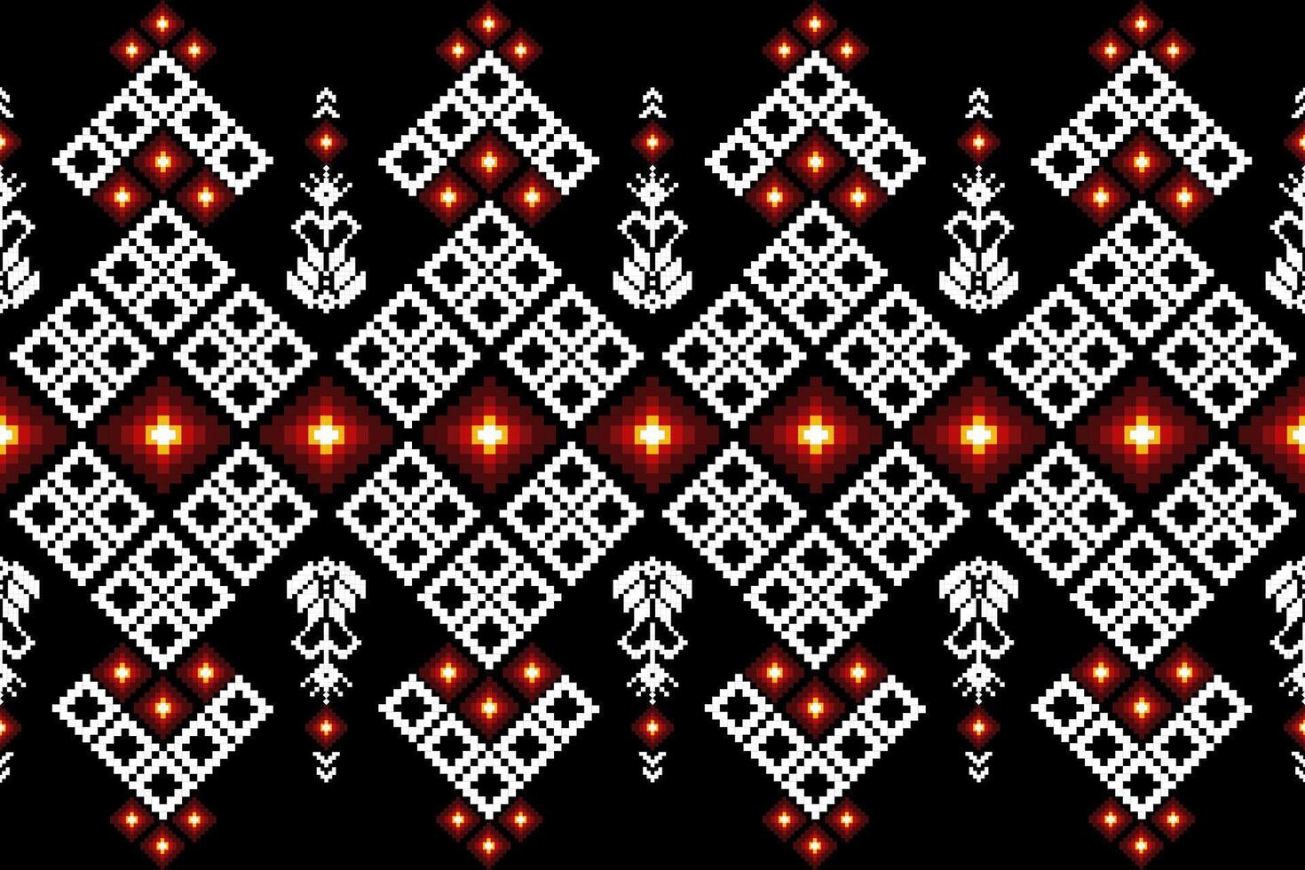 Pixel pattern ethnic oriental traditional fabric pattern textile African Indonesian vector