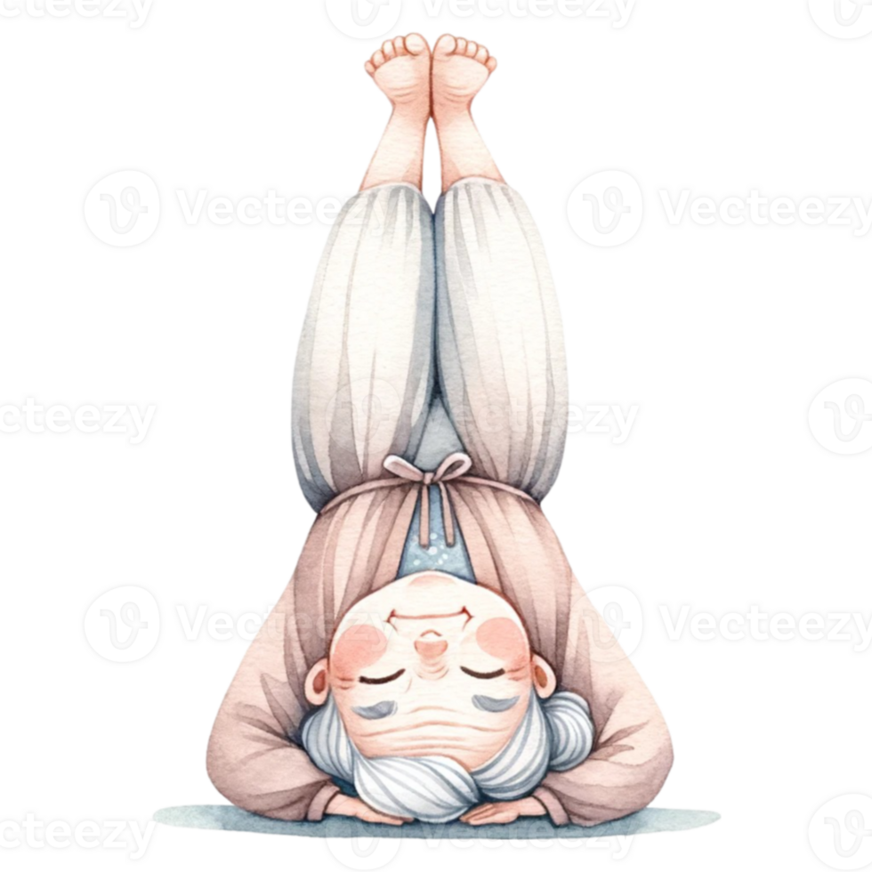 Grandma in Yoga Clipart Perfect for crafting, card making, or enhancing your blog posts, this digital download features adorable illustrations of a grandmother in various yoga poses. png