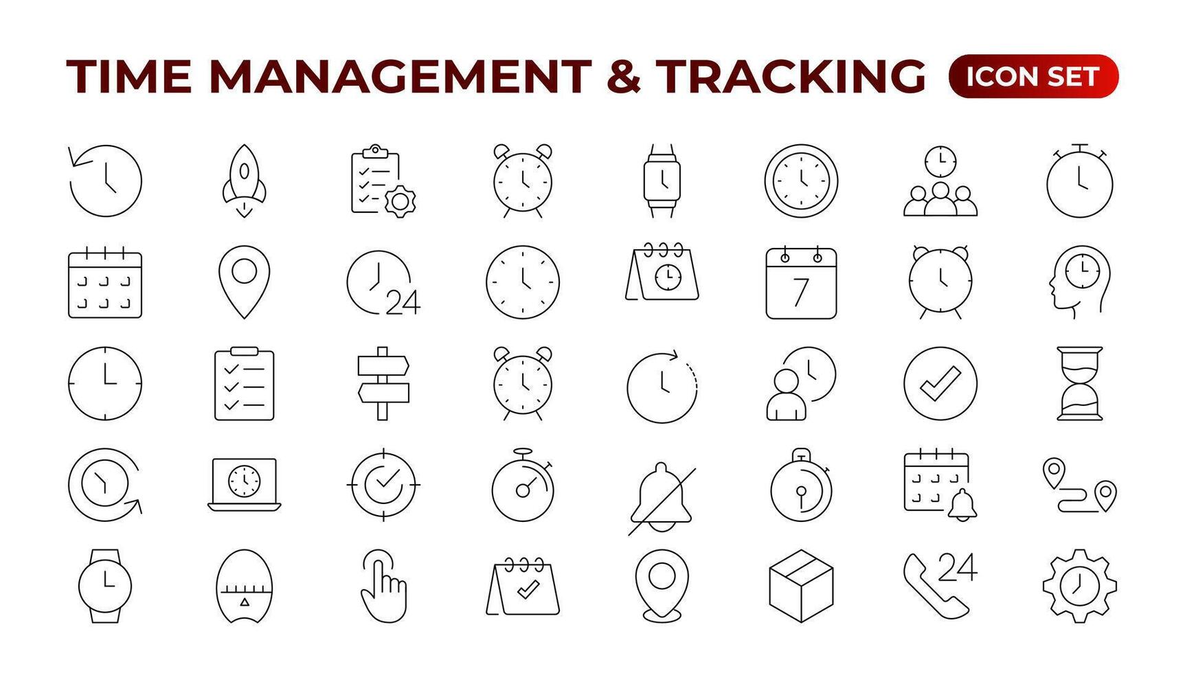 Business and management line icons set. Management icon collection. Project management icon collection. Time management and planning concept. Outline icon set. vector