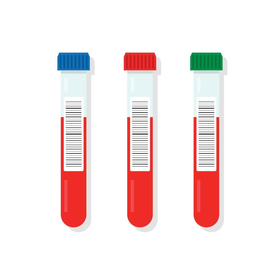 Medical test tube with blood, set of illustration of blood components vector