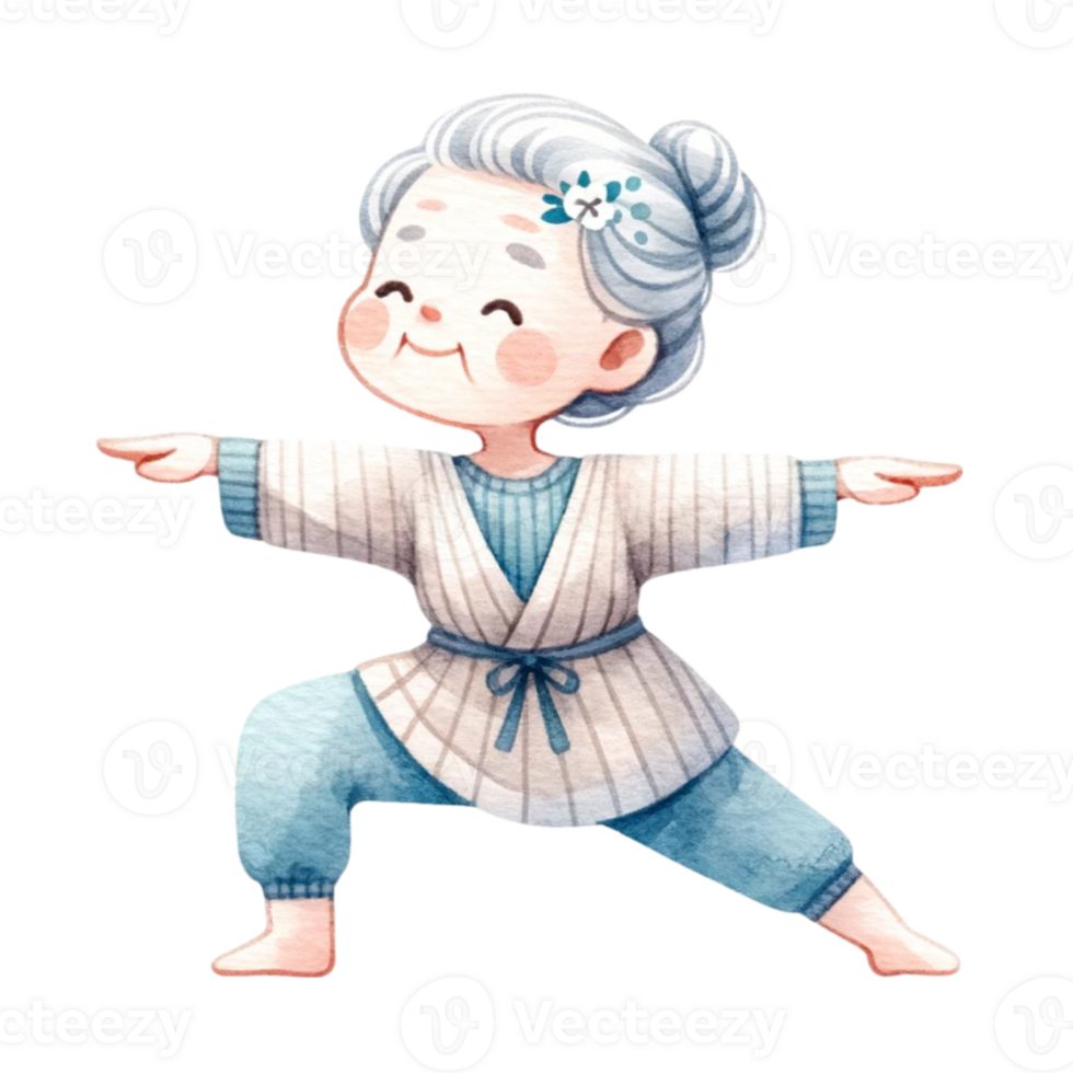 Grandma in Yoga Clipart Perfect for crafting, card making, or enhancing your blog posts, this digital download features adorable illustrations of a grandmother in various yoga poses. png