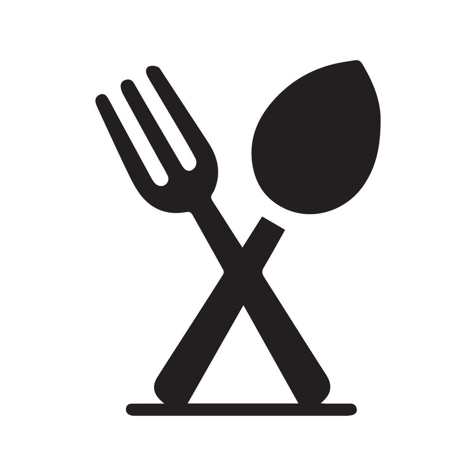 minimalist fork and spoon logo on a white background vector
