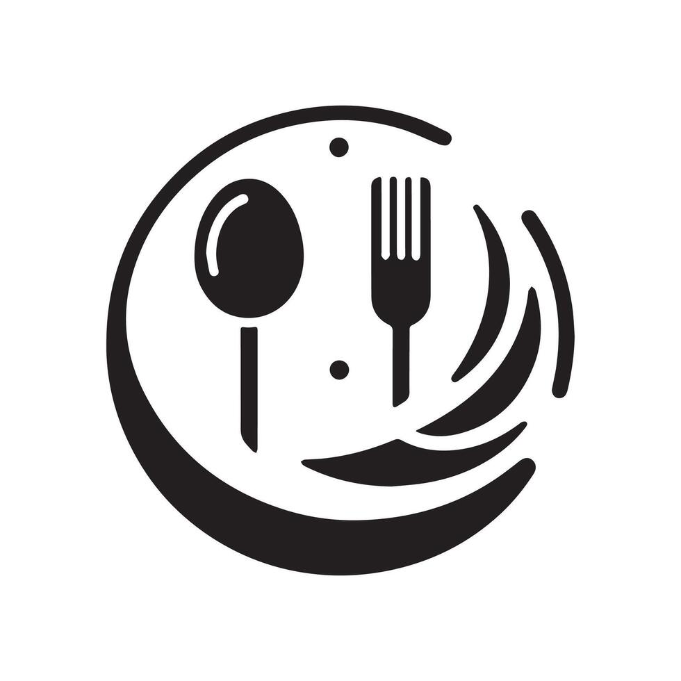 minimalist fork and spoon logo on a white background vector