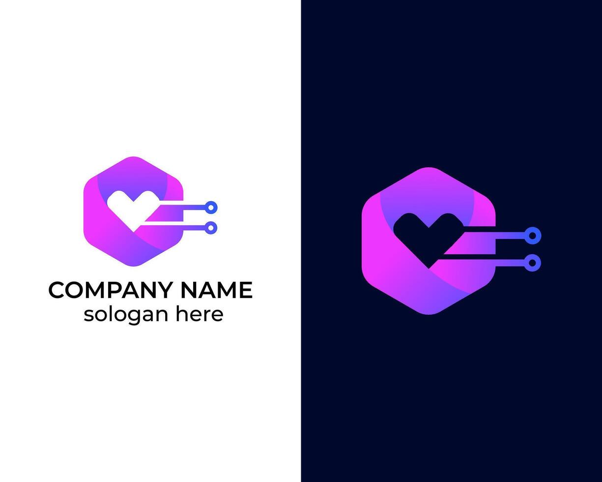 Love icon with technology sign modern logo design vector