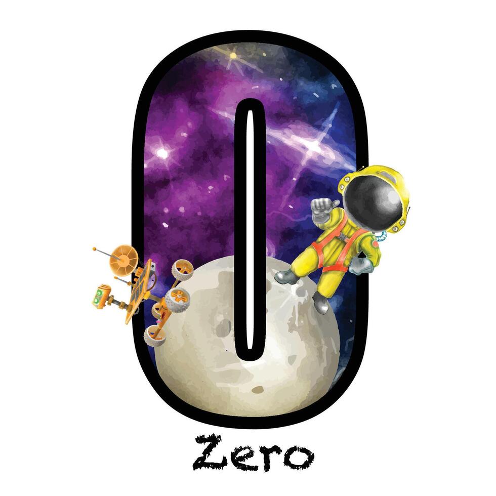 cute astronaut boy watercolor illustration numeric isolated vector