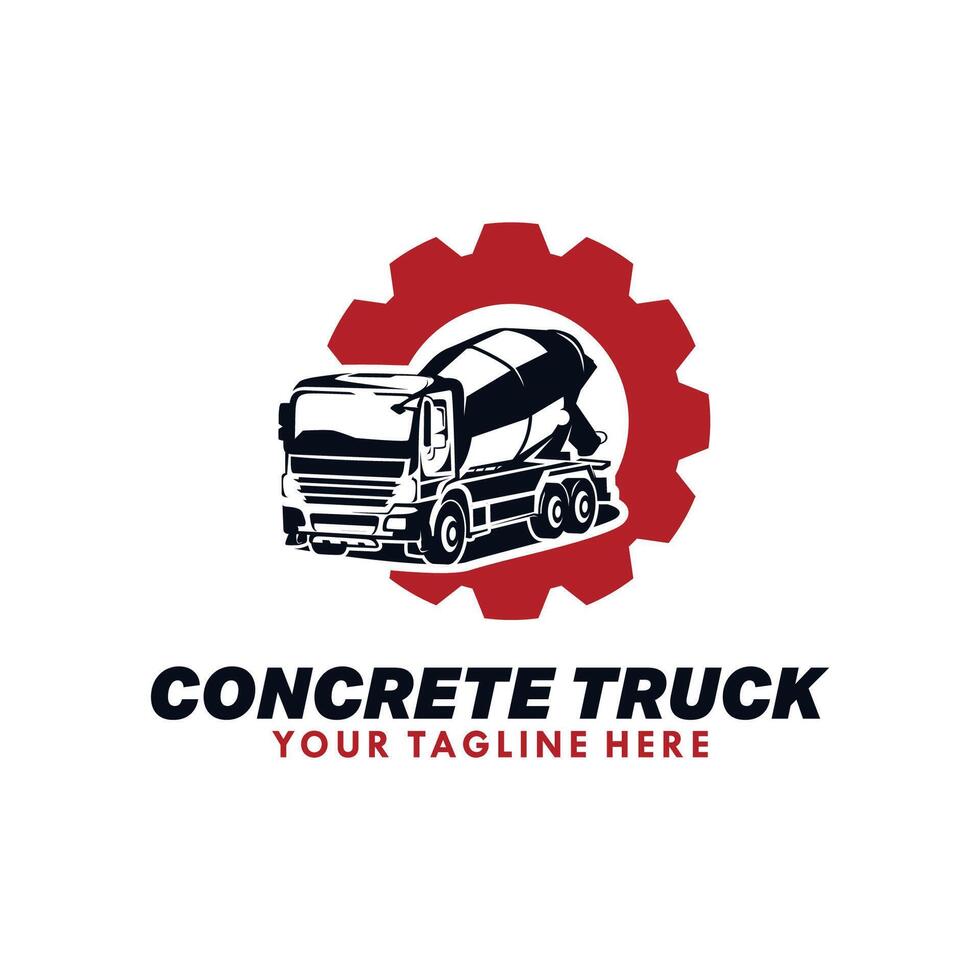 concrete mixer truck logo template vector