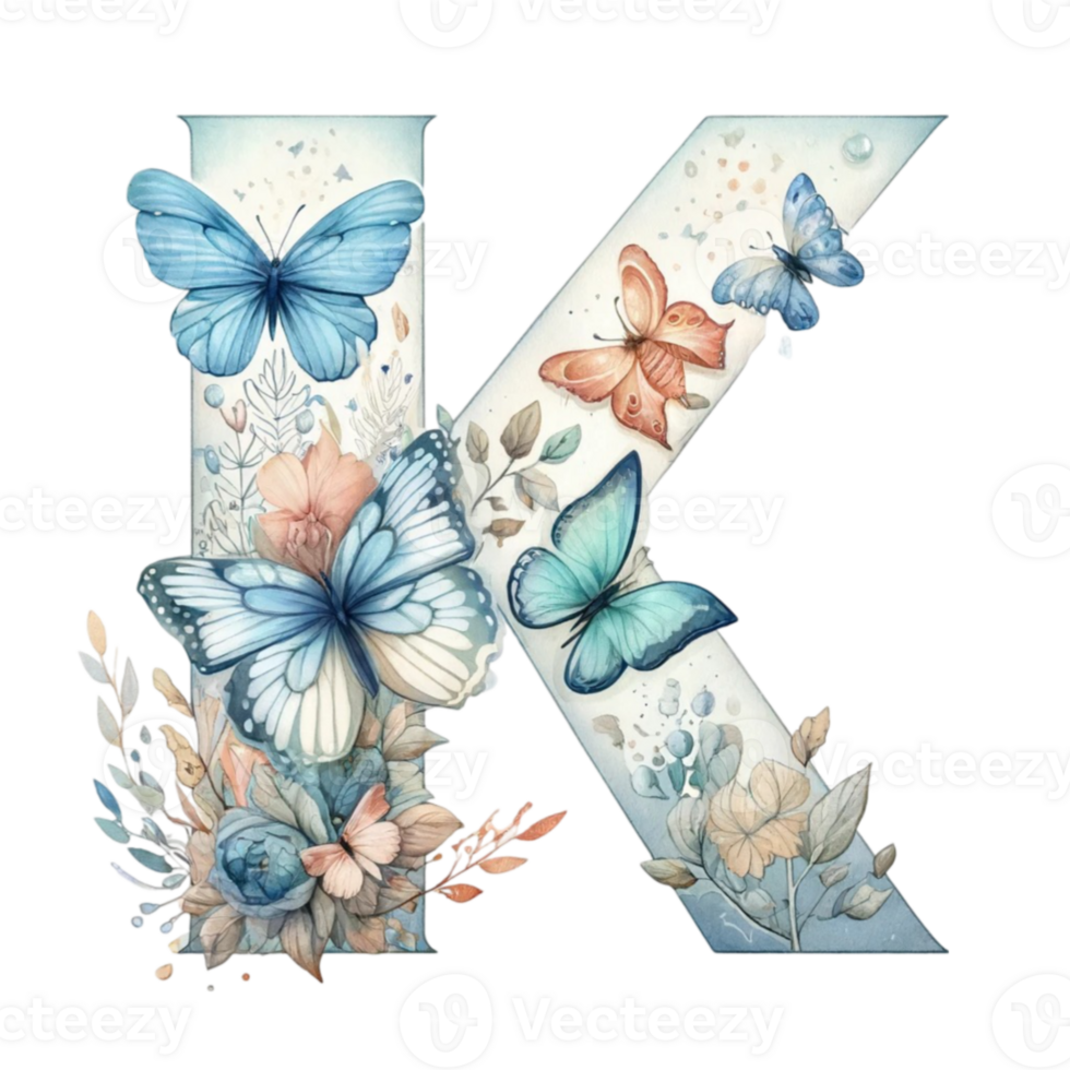 Watercolor Butterfly Alphabet Clipart Our Watercolor Butterfly Alphabet Clipart is a meticulously crafted digital collection that brings the elegance of butterflies right to your fingertips png