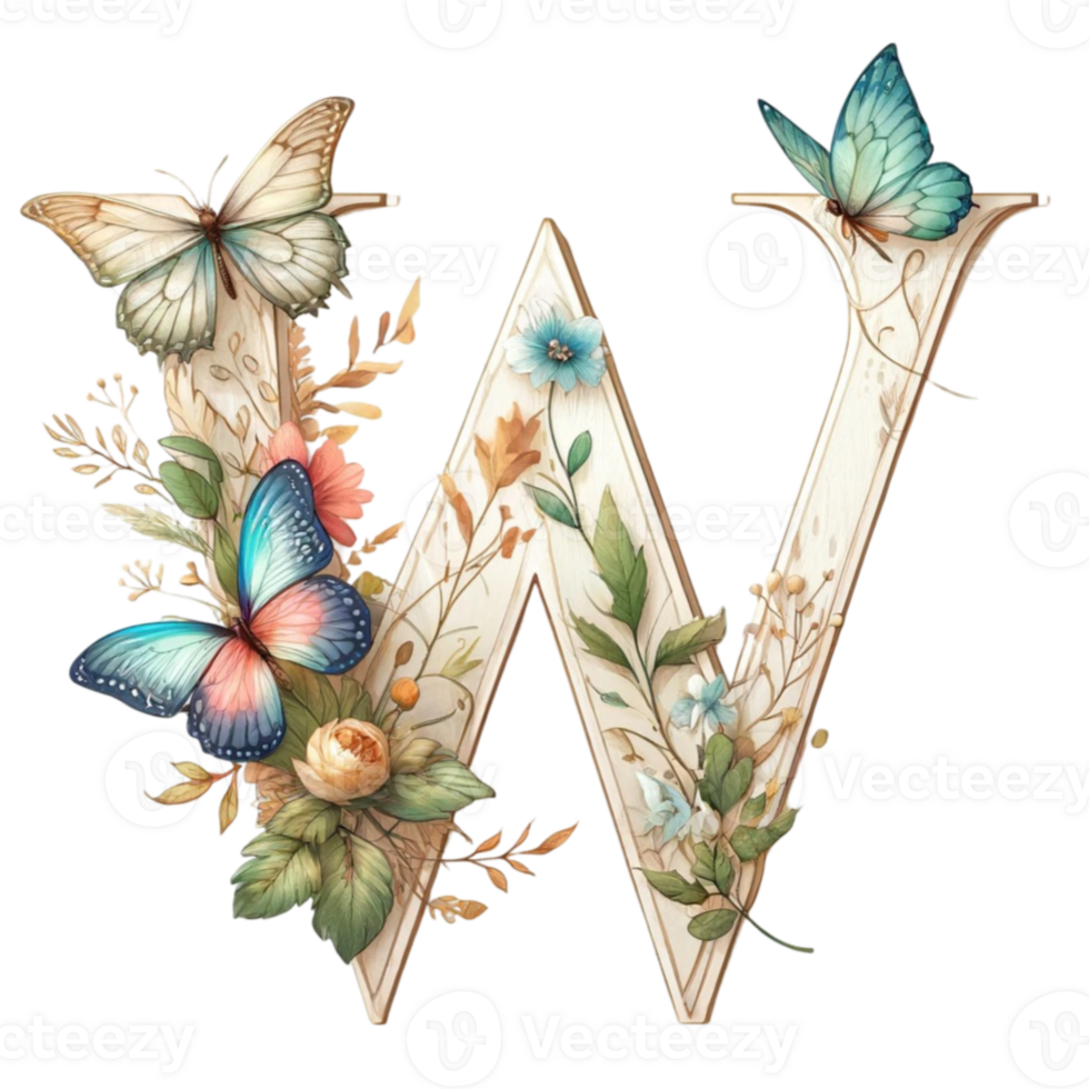 Watercolor Butterfly Alphabet Clipart Our Watercolor Butterfly Alphabet Clipart is a meticulously crafted digital collection that brings the elegance of butterflies right to your fingertips png