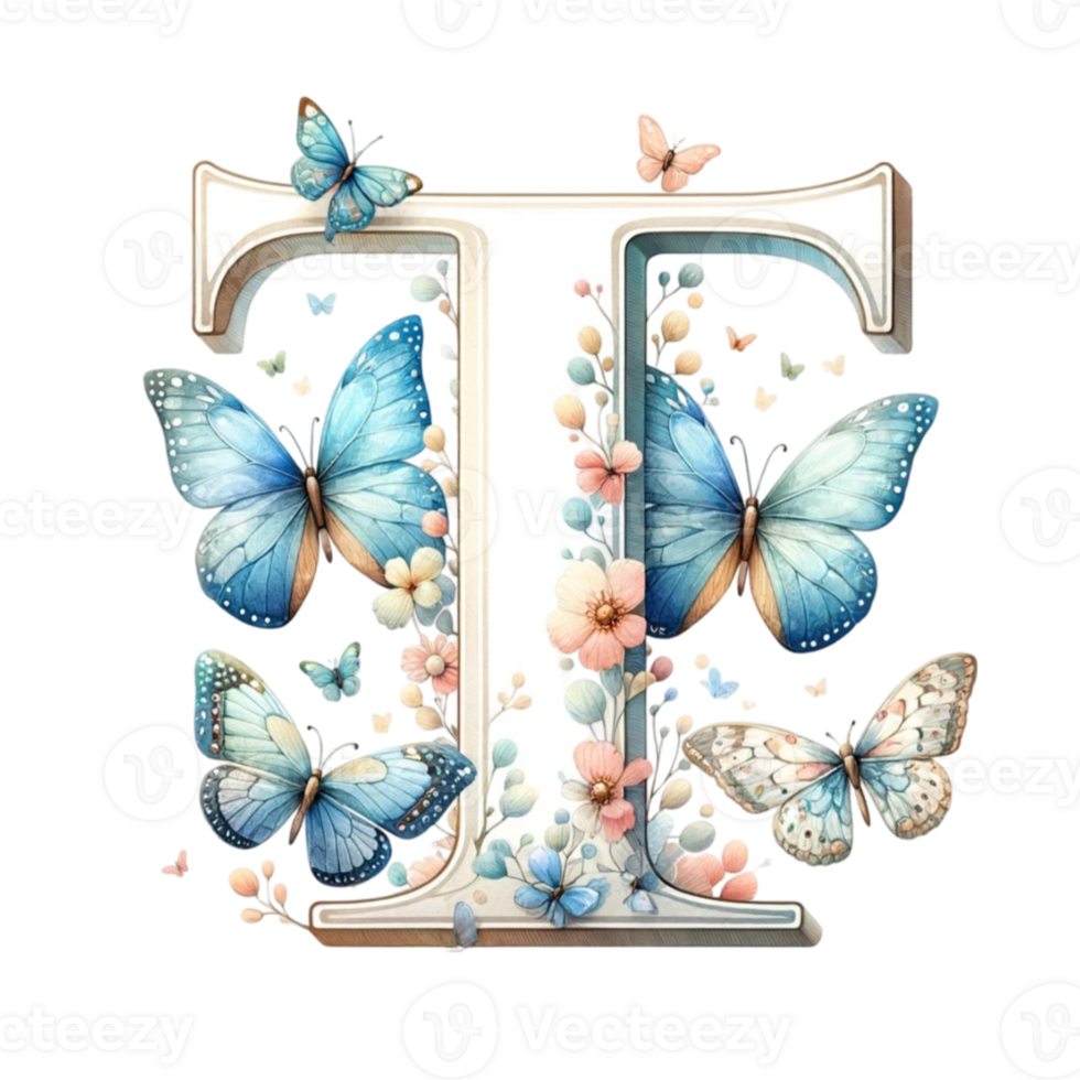 Watercolor Butterfly Alphabet Clipart Our Watercolor Butterfly Alphabet Clipart is a meticulously crafted digital collection that brings the elegance of butterflies right to your fingertips png