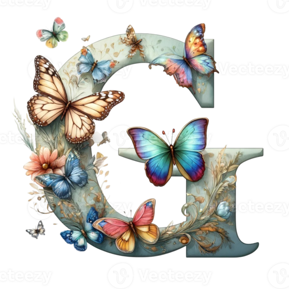 Watercolor Butterfly Alphabet Clipart Our Watercolor Butterfly Alphabet Clipart is a meticulously crafted digital collection that brings the elegance of butterflies right to your fingertips png