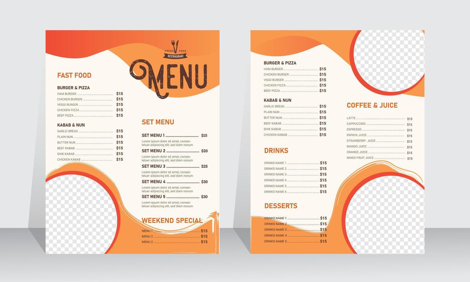 Modern Fast food Restaurant Menu Template vector