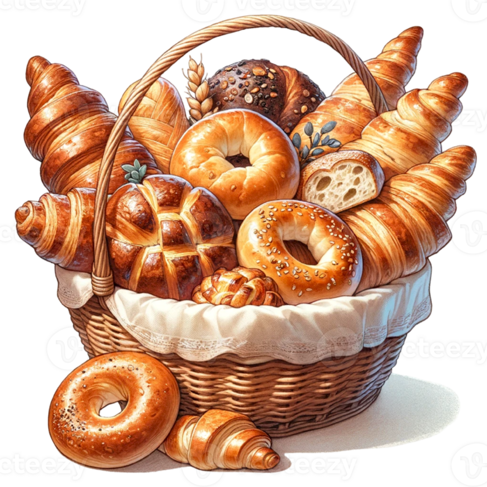 Bread Clipart collection Perfect for food bloggers, bakers, and graphic designers, this deliciously crafted set brings the warm, comforting essence of freshly baked bread right png