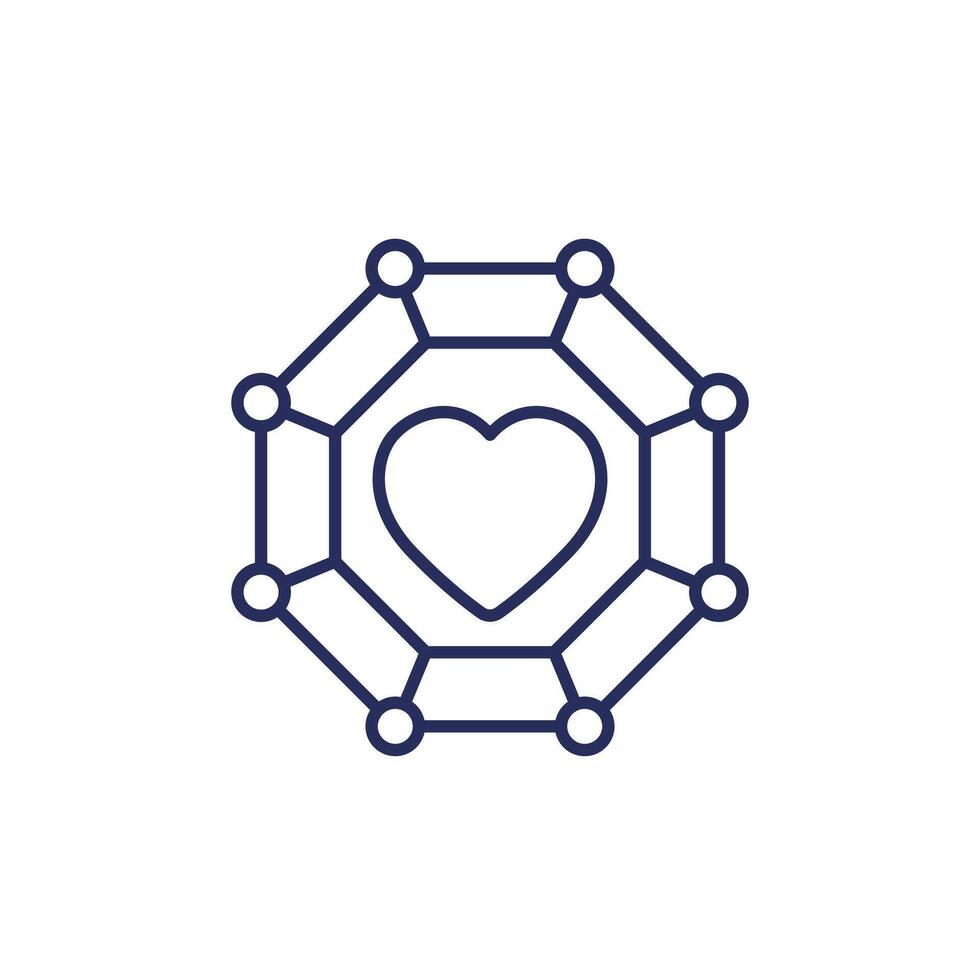 core values line icon with a heart vector