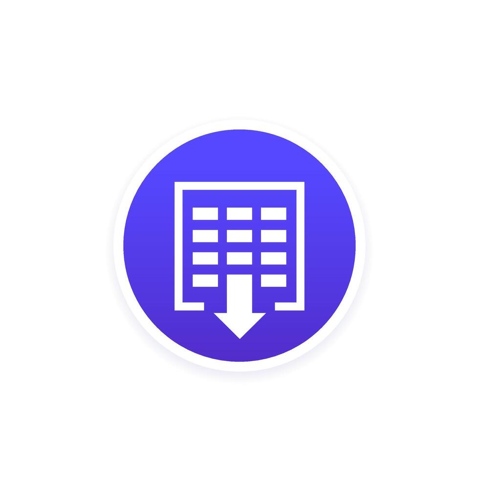 xls file icon, download spreadsheet document vector