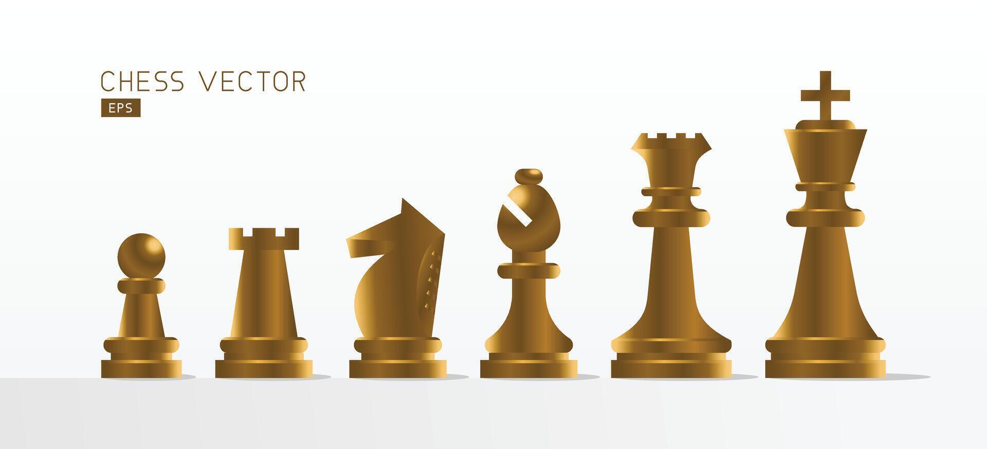 Set of chess pieces. Realistic Chess piece icons. Board game. illustration vector