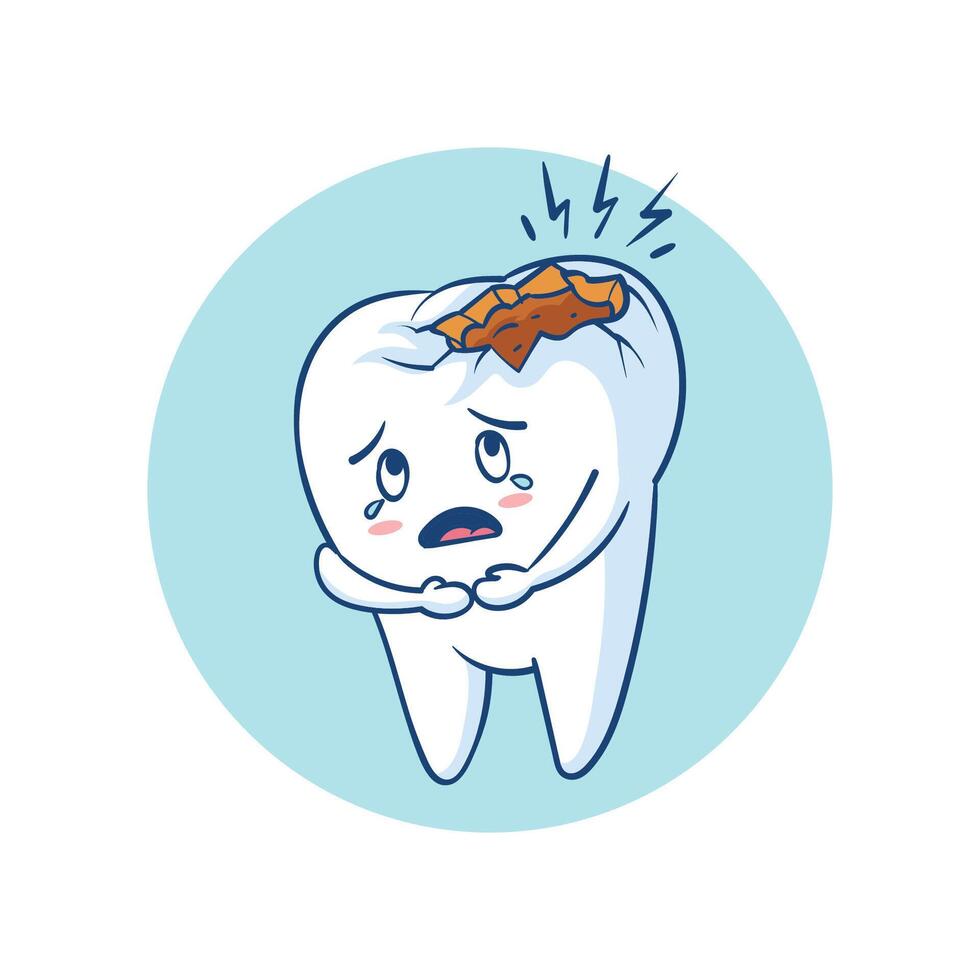 cavidad diente personaje ilustración vector
