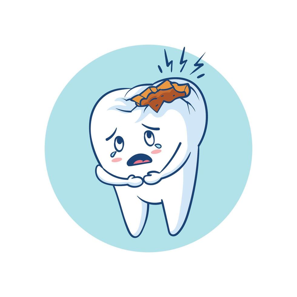 cavity tooth character illustration vector