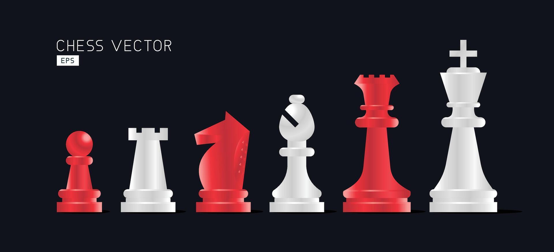 Set of chess pieces. Realistic Chess piece icons. Board game. illustration vector