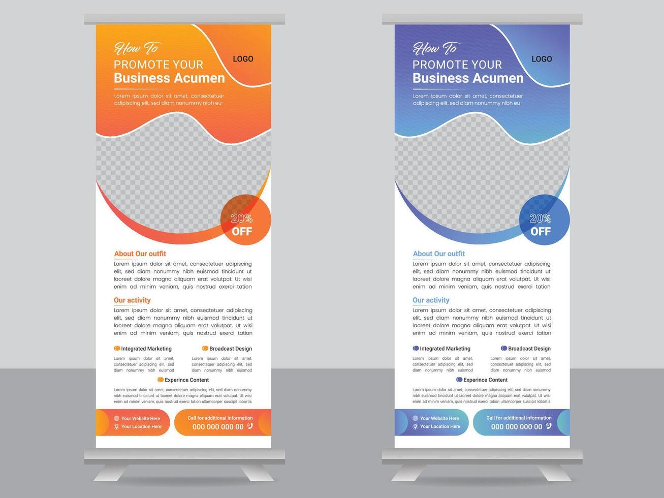 Corporate Unique Business Roll Up Design Template With X Stand vector