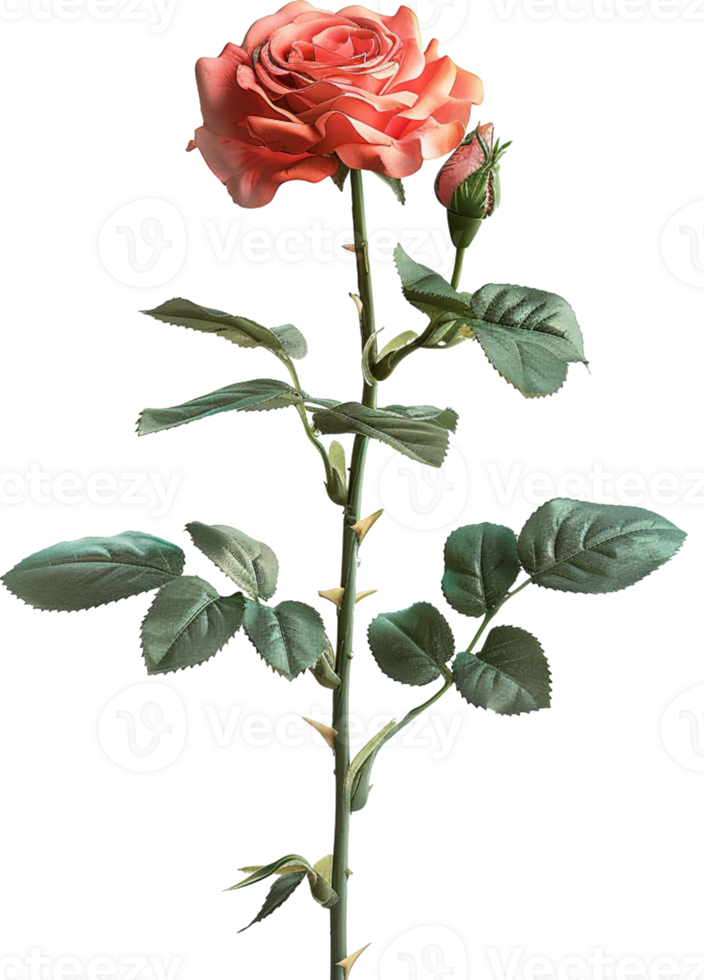 Flower - China Pink Roses With Leaves on Transparent Background png