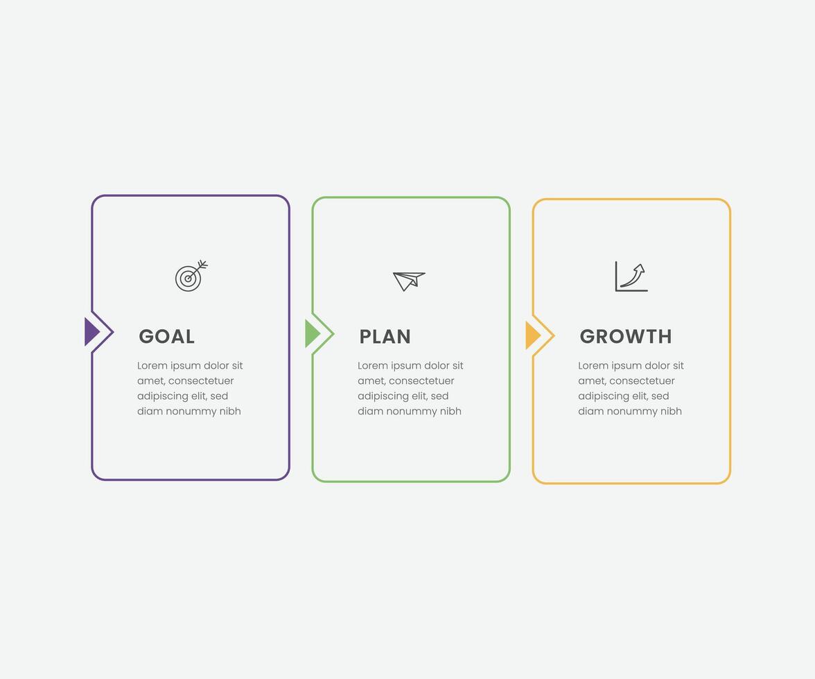Design template infographic with 3 step line square suitable for business information, presentation, and web graphic free design vector