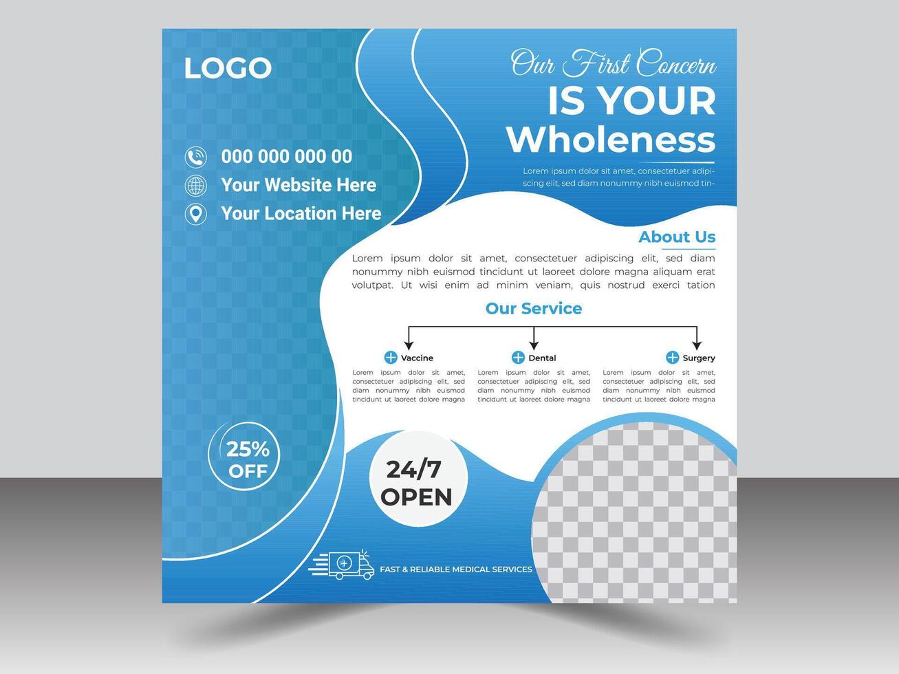 Health care promotion Social Media Design Square Size vector