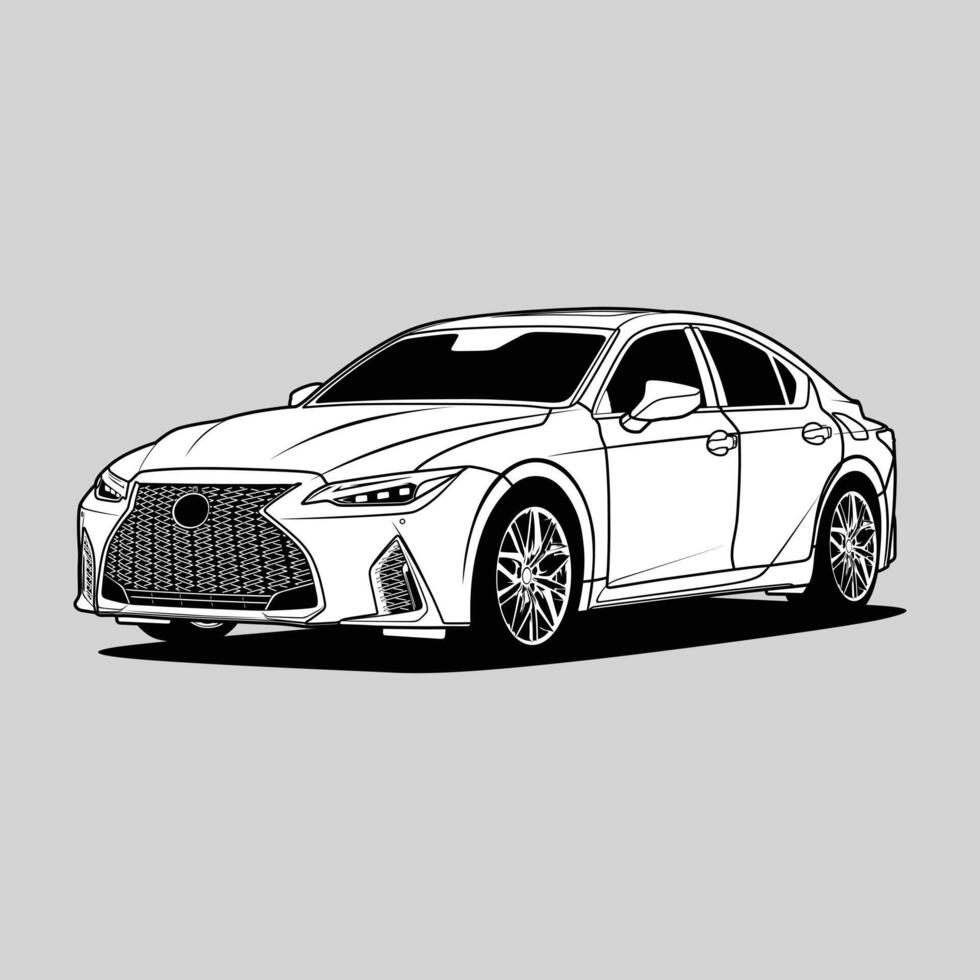 Black and White view car illustration for conceptual design vector