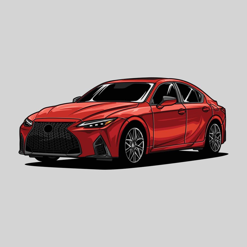Perspective view car illustration for conceptual design vector