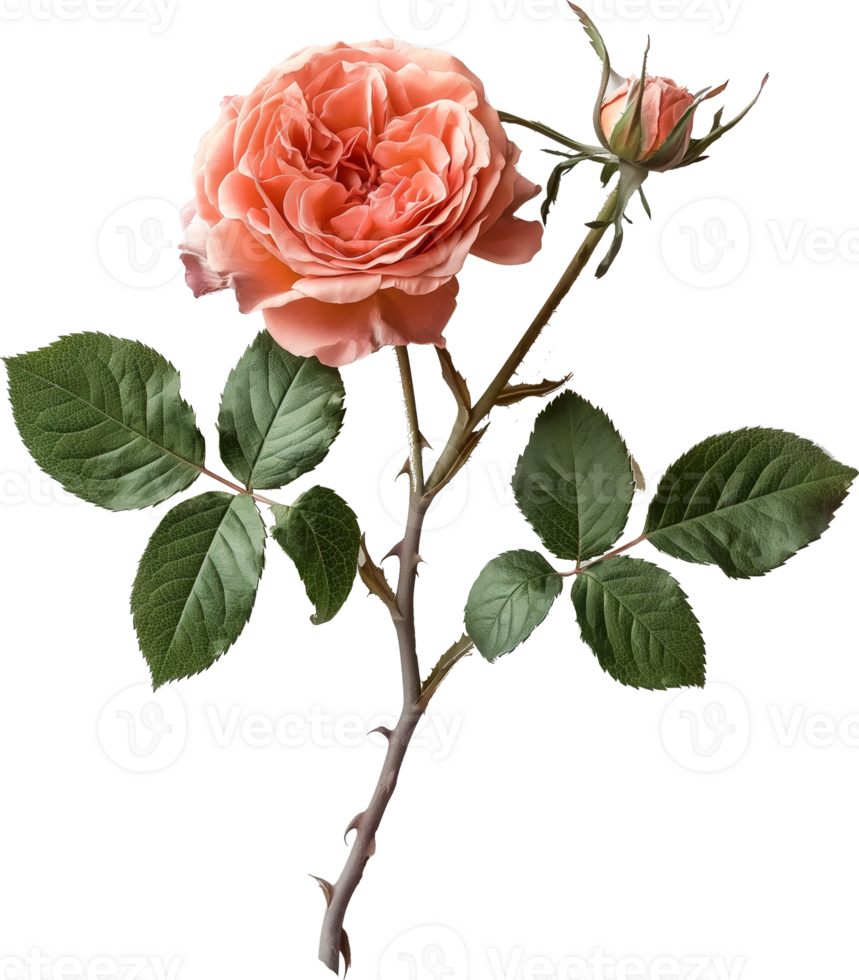 Bloom flower - Climbing rose With Leaves on a Transparent Background png