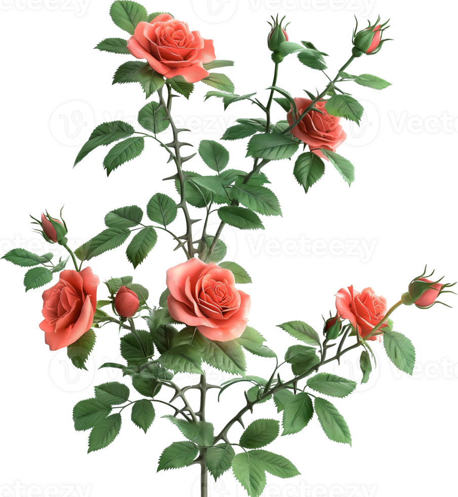 Bloom flower - fresh Shrub roses With Leaves on a Transparent Background png