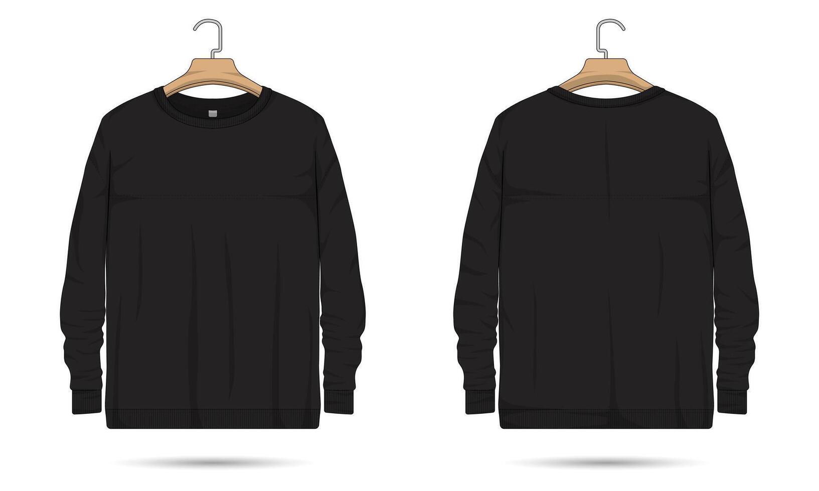 Casual sweater mockup front and back view vector