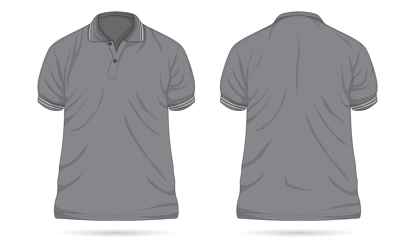 gris casual polo camisa modelo frente y espalda ver vector