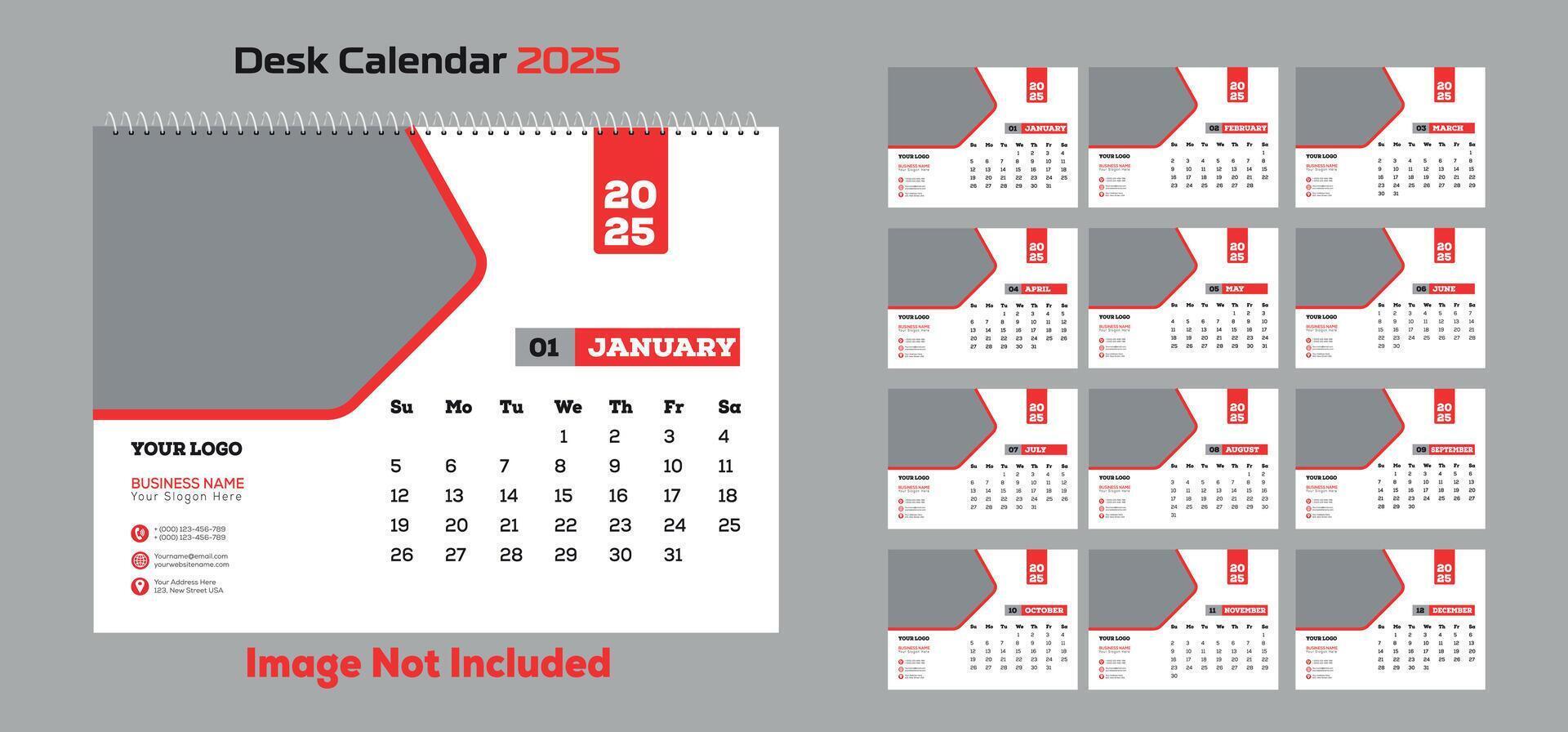 desk calendar 2025 vector