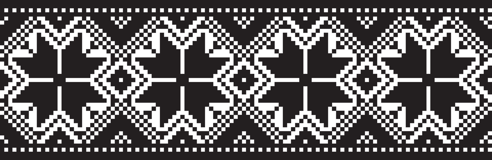 monochrome seamless Ukrainian border, frame. Endless ornament of Slavic peoples, Russian, Belarusian, Bulgarian, Serb, Pole. vector