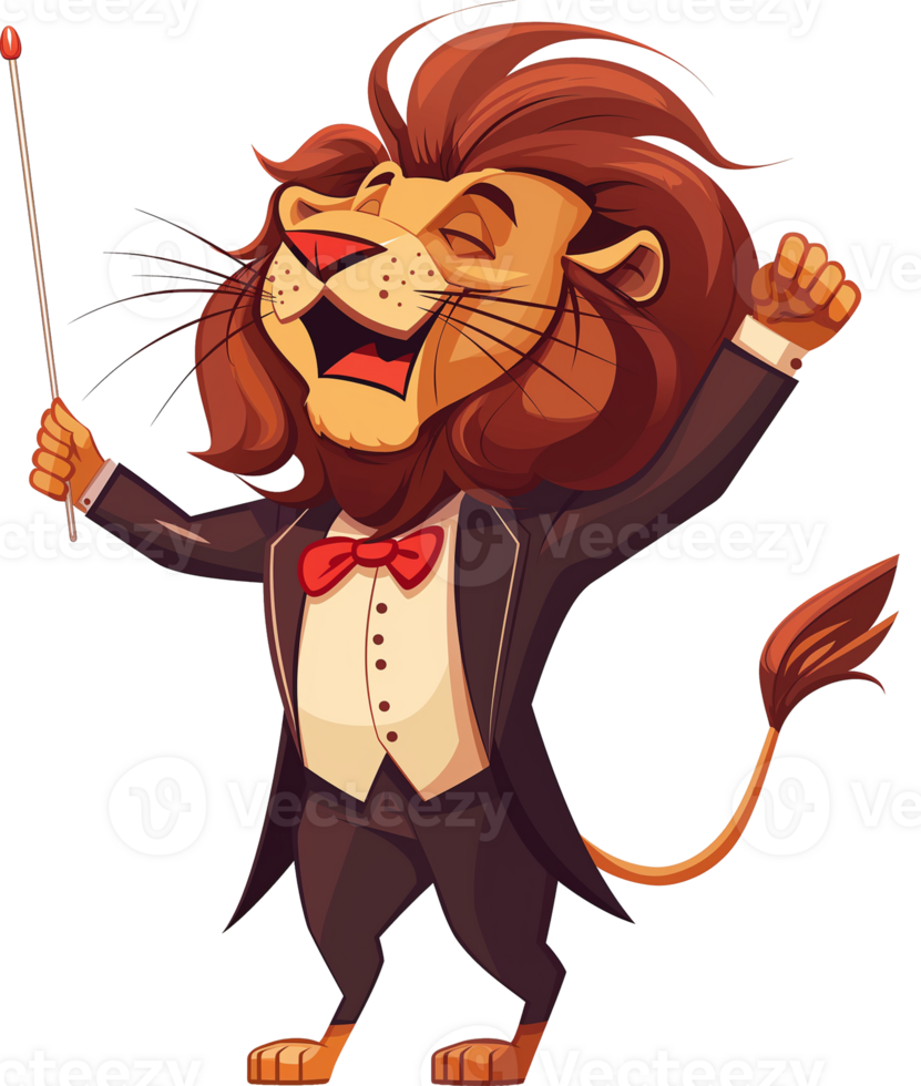 Lion Cartoon - A Magician Lion Clipart on a Transparent Background png