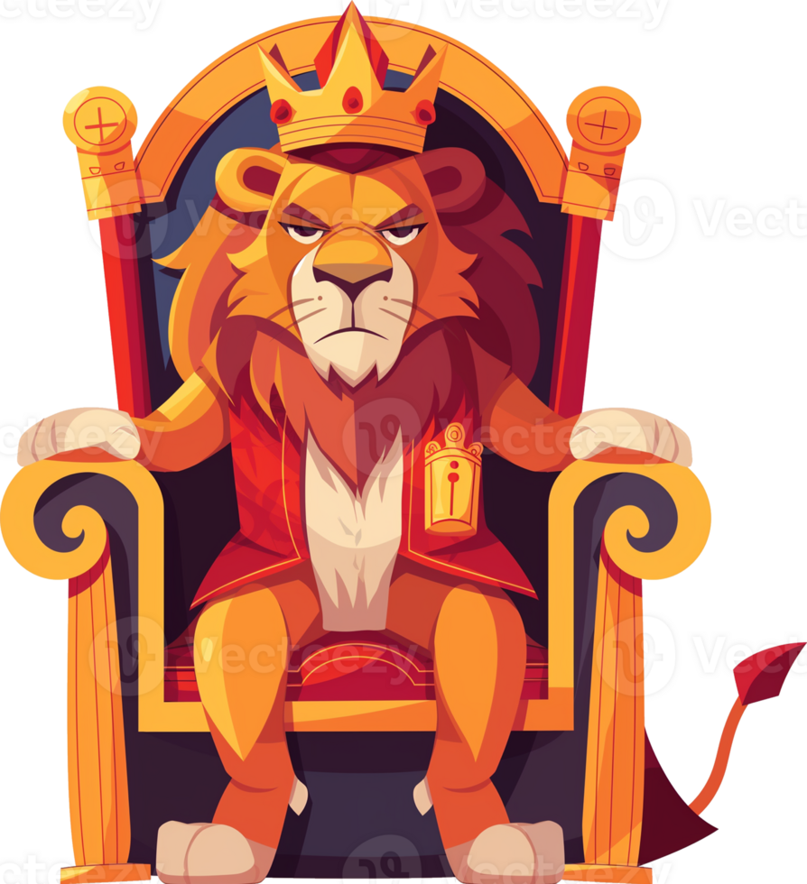 Lion - A king lion sitting on throne isolated png