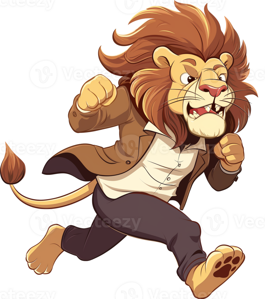A Lion Reporter Cartoon Isolated png