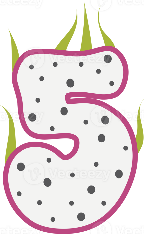 Dragon Fruit Alphabets and number png