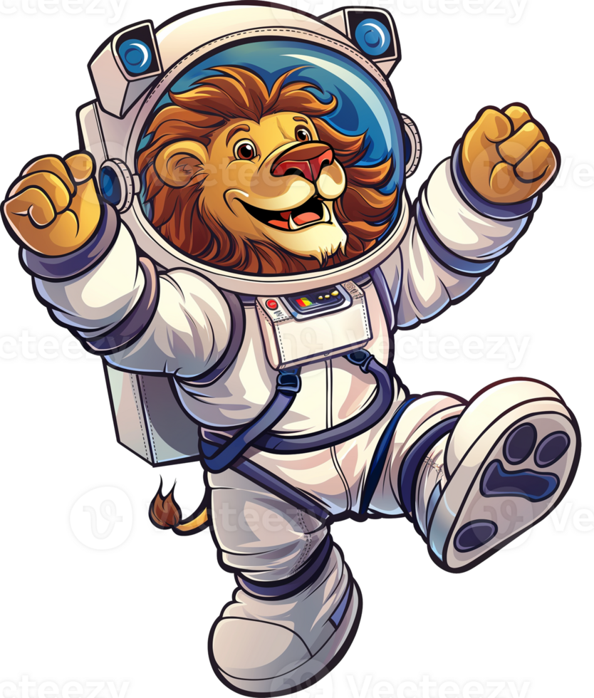 Lion - A lion in spacesuit Cartoon on a Transparent Background png