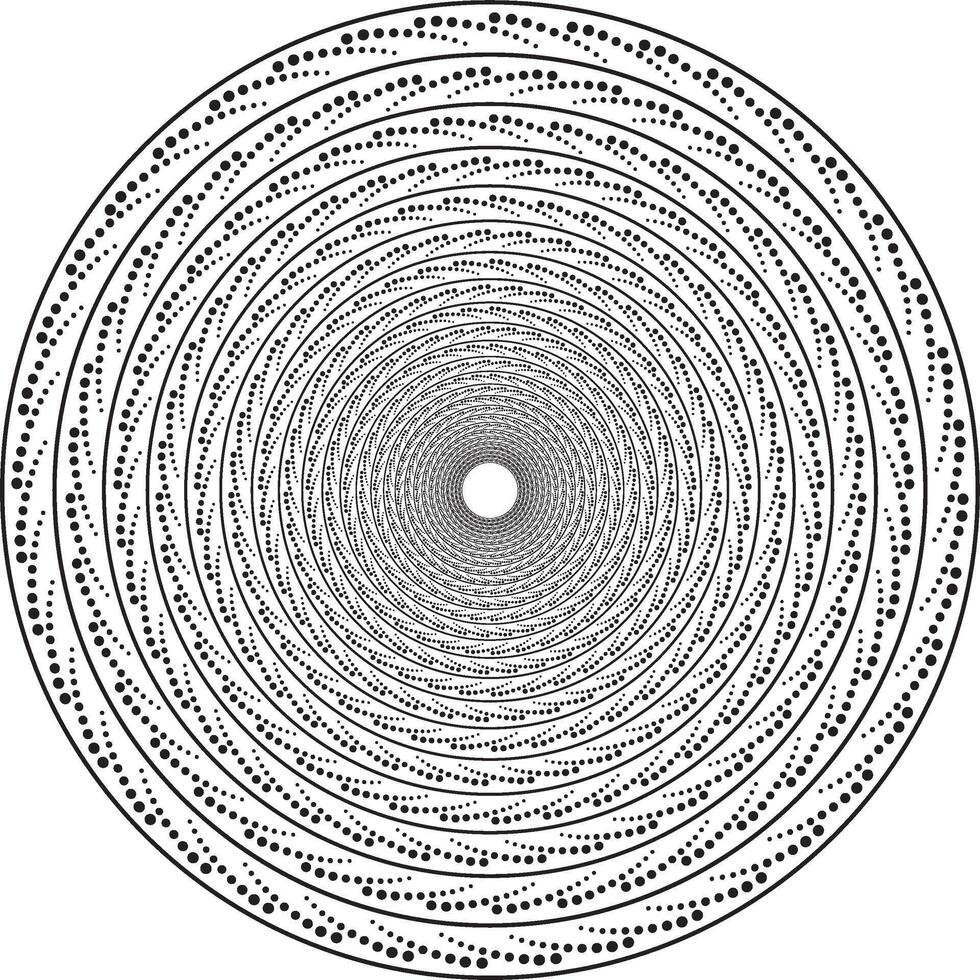 monochrome abstract round pattern. Funnel of the universe from circles. Ornament for sandblasting. vector
