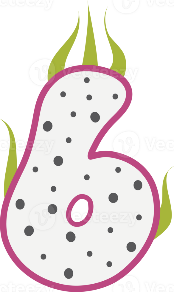 Dragon Fruit Alphabets and number png