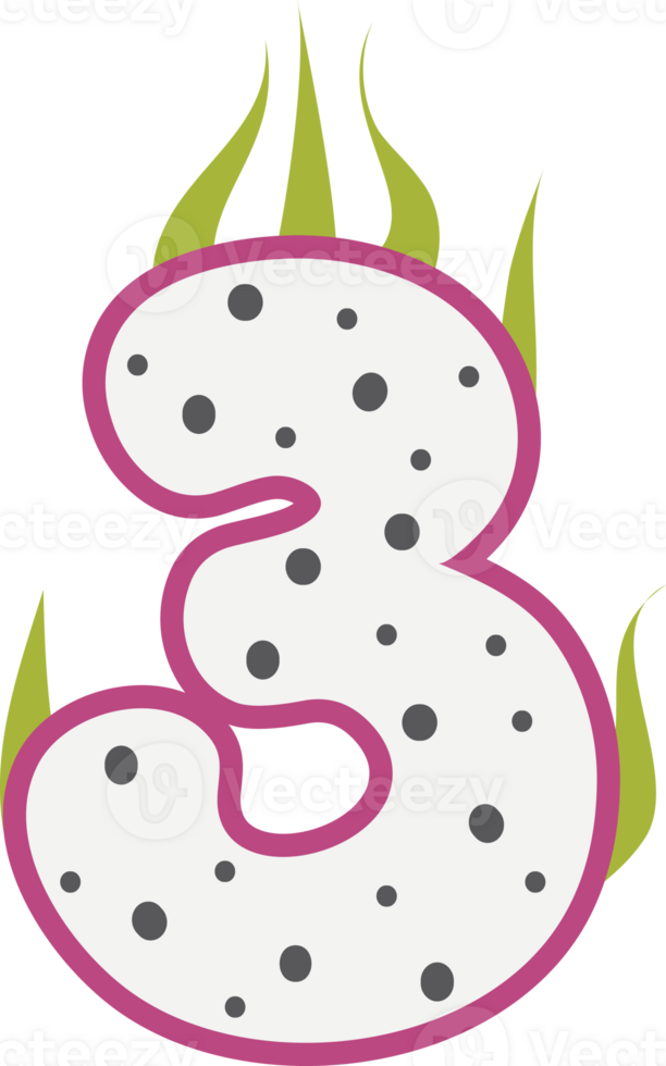 Dragon Fruit Alphabets and number png